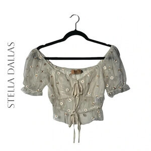 1952. STELLA DALLAS CROP TOP SHEER EXCEPT IN THE CHEST AREA‎ IS LINED SIZE SMALL